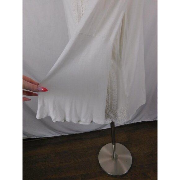 Chico's Shirt Womens 1 Medium White Lace Front Boho Tunic 3/4 Bell Sleeve Knit - Picture 6 of 12